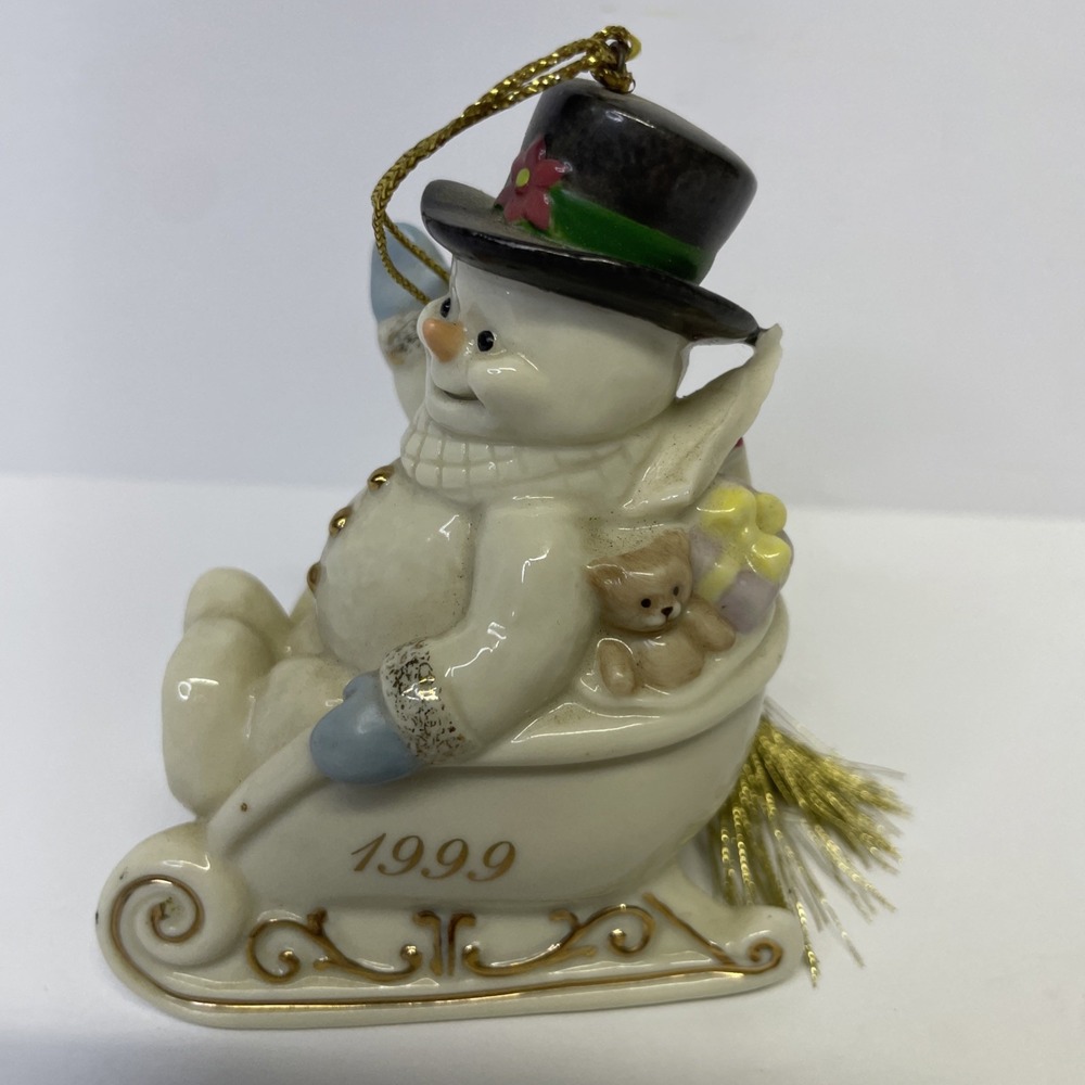 Lenox Snowman 1999 "Sleigh Full Of Smiles" Annual Ornament